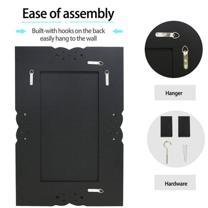 Grand miroir mural rectangulaire à miroirs emboîtables et perles de cristal