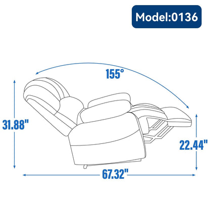 Grand fauteuil inclinable manuel pour adulte, canapé inclinable confortable en tissu, fauteuil inclinable rembourré pour salon