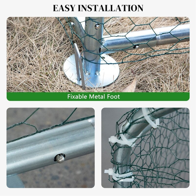 Grand poulailler métallique avec cage à volailles accessible à pied