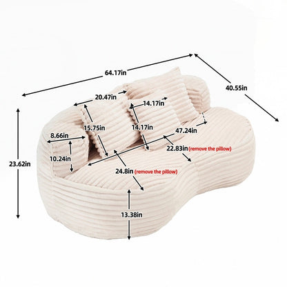 Fauteuil pouf Lazy Sofa, confortable et résistant, avec dossier haut, pour adultes et enfants - 2 places