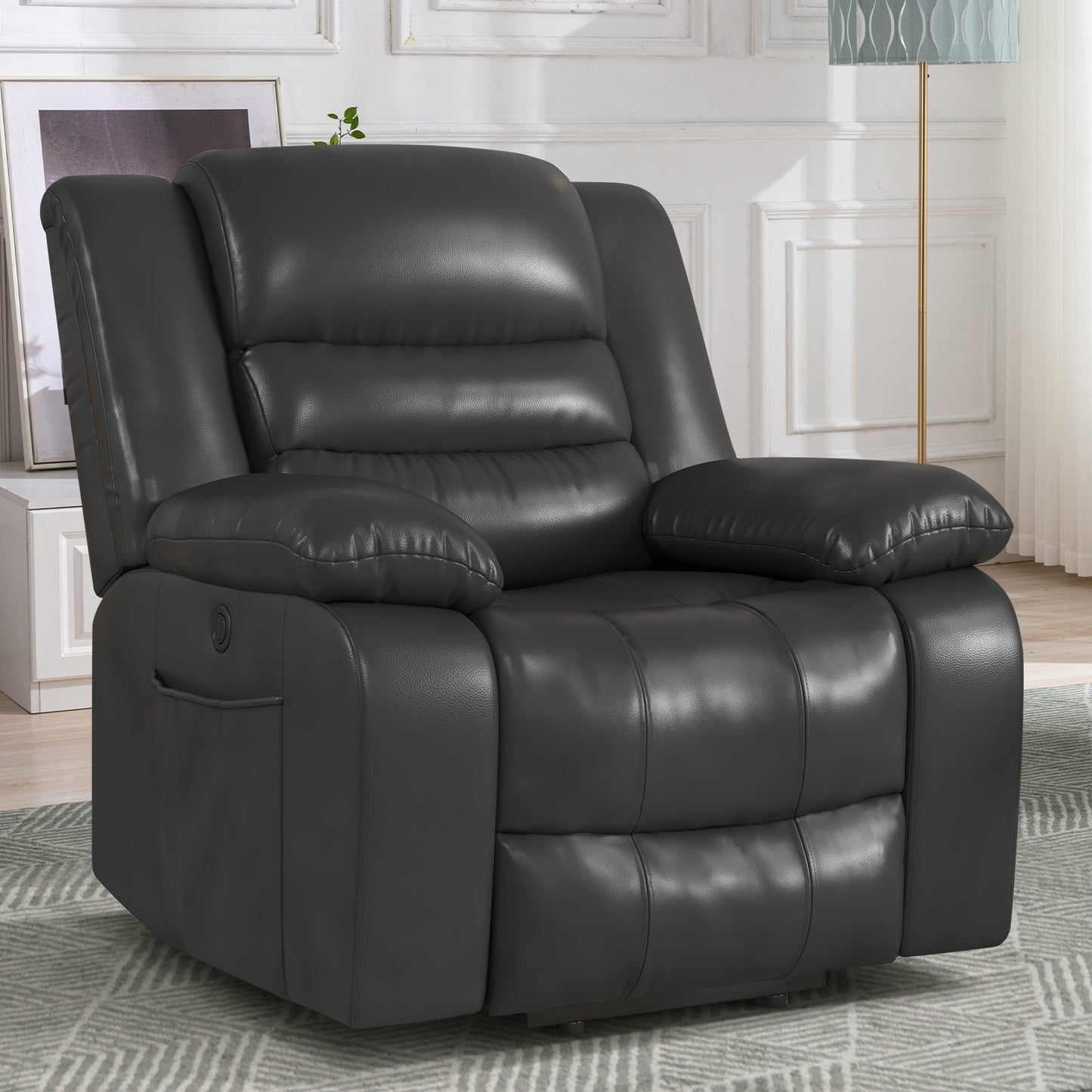 Fauteuil releveur en cuir avec double moteur, fauteuils inclinables électriques surdimensionnés avec fonction massage et chauffage électrique