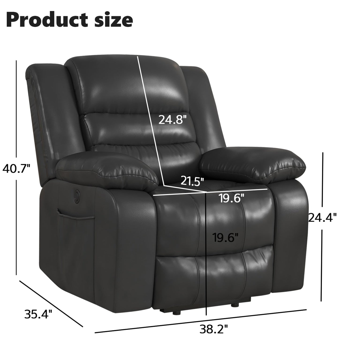 Fauteuil releveur en cuir avec double moteur, fauteuils inclinables électriques surdimensionnés avec fonction massage et chauffage électrique