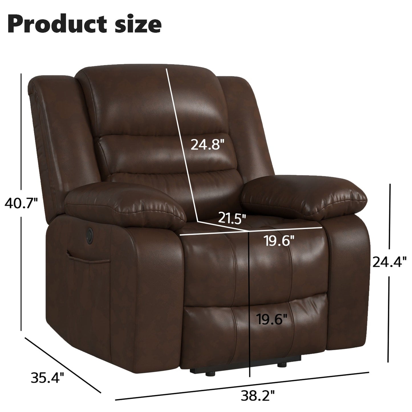 Fauteuil releveur en cuir avec double moteur, fauteuils inclinables électriques surdimensionnés avec fonction massage et chauffage électrique