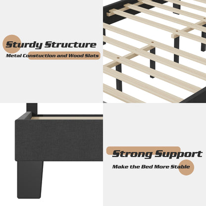Cadre de lit plateforme rembourré réglable Lifezone pour lit queen size
