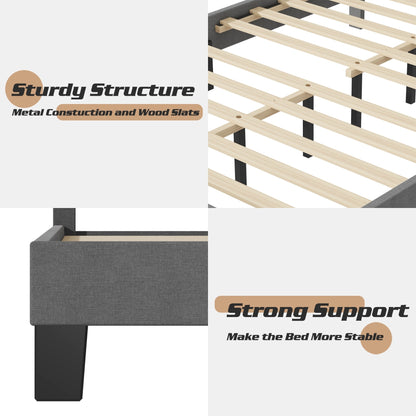Cadre de lit plateforme rembourré réglable Lifezone pour lit queen size