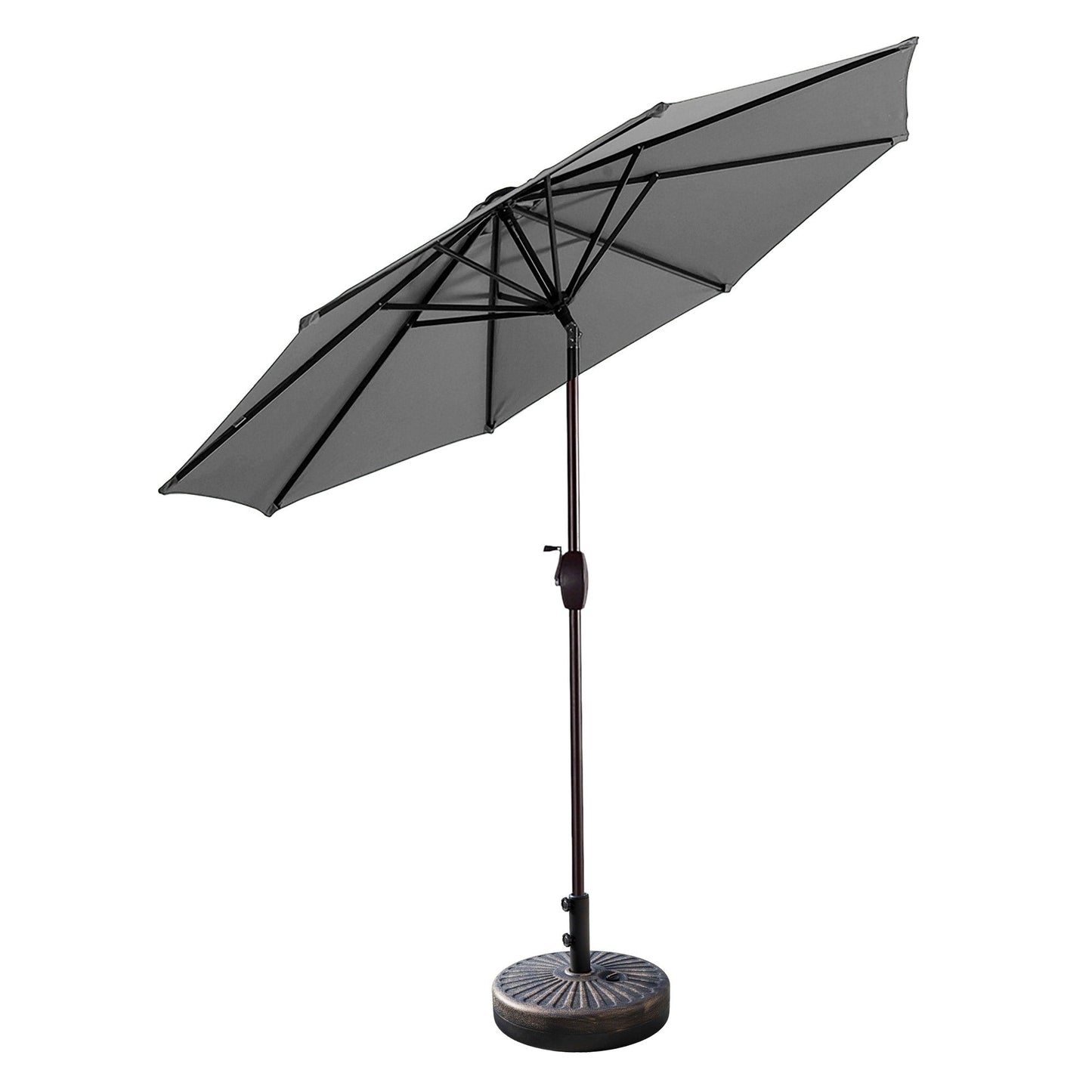 Parasol de terrasse Lopes de 2,74 m (9 pi) avec pied et support lestés finition bronze inclus