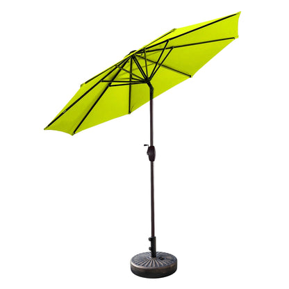 Parasol de terrasse Lopes de 2,74 m (9 pi) avec pied et support lestés finition bronze inclus