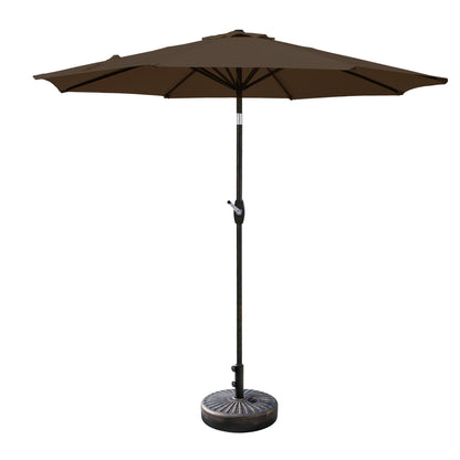 Parasol de terrasse Lopes de 2,74 m (9 pi) avec pied et support lestés finition bronze inclus