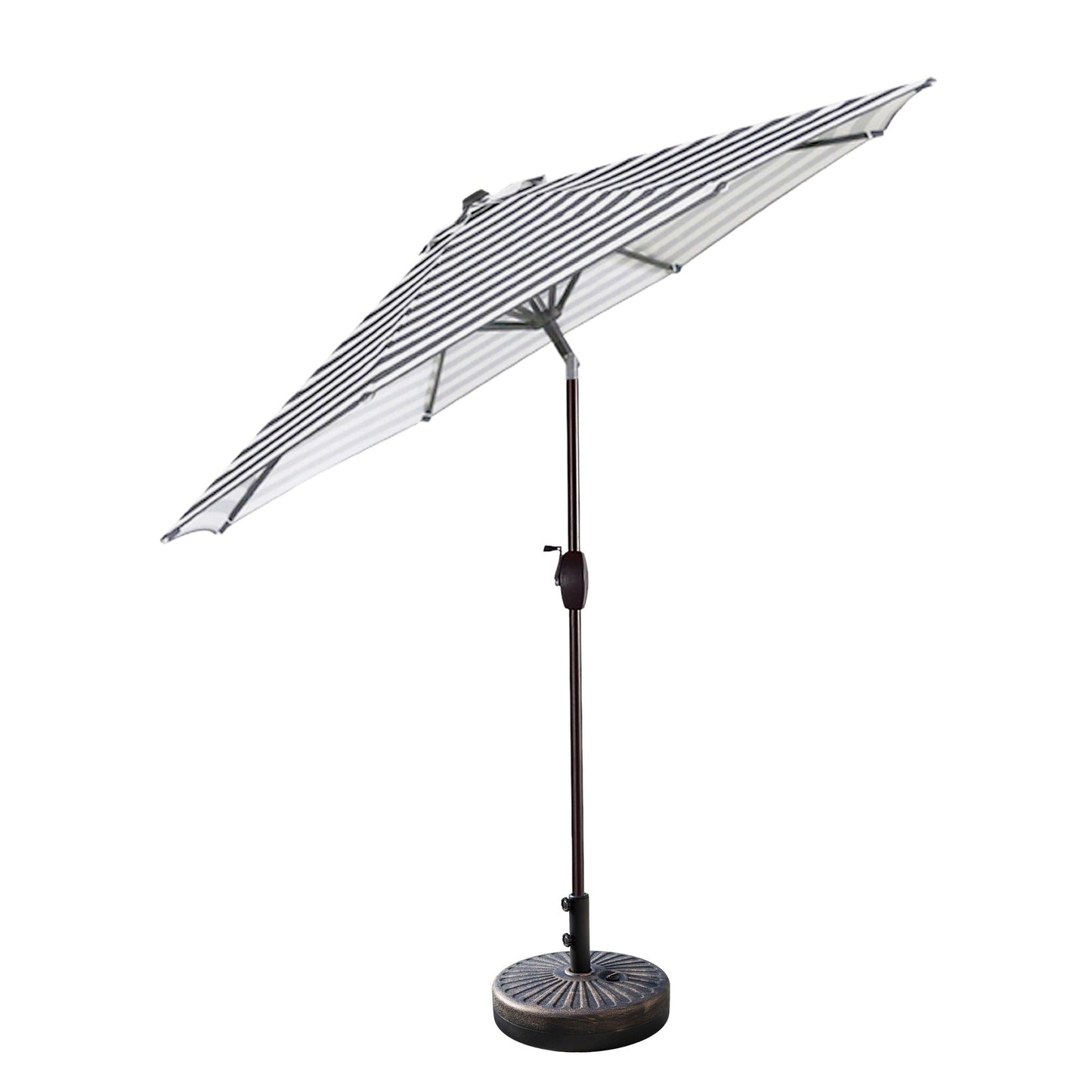 Parasol de terrasse Lopes de 2,74 m (9 pi) avec pied et support lestés finition bronze inclus