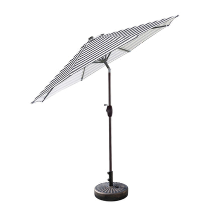 Parasol de terrasse Lopes de 2,74 m (9 pi) avec pied et support lestés finition bronze inclus