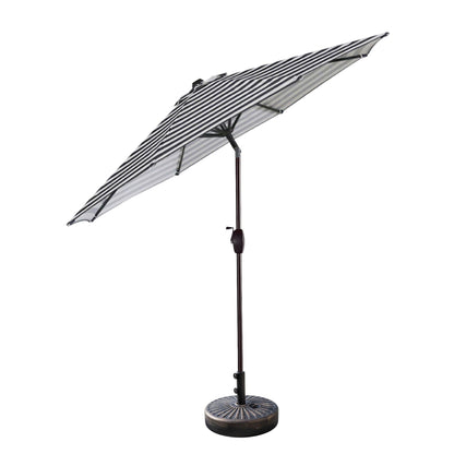 Parasol de terrasse Lopes de 2,74 m (9 pi) avec pied et support lestés finition bronze inclus