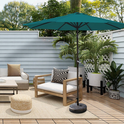 Parasol de terrasse Lopes de 2,74 m (9 pi) avec pied et support lestés finition bronze inclus