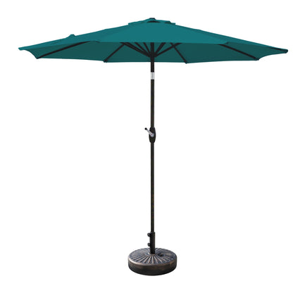Parasol de terrasse Lopes de 2,74 m (9 pi) avec pied et support lestés finition bronze inclus