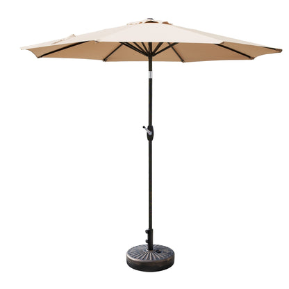 Parasol de terrasse Lopes de 2,74 m (9 pi) avec pied et support lestés finition bronze inclus