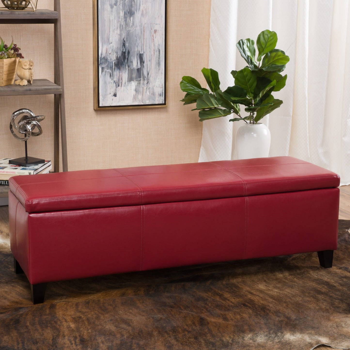 Banc de rangement Lucinda en similicuir de Christopher Knight Home - 51,25 cm L x 17,50 cm l x 16,25 cm H