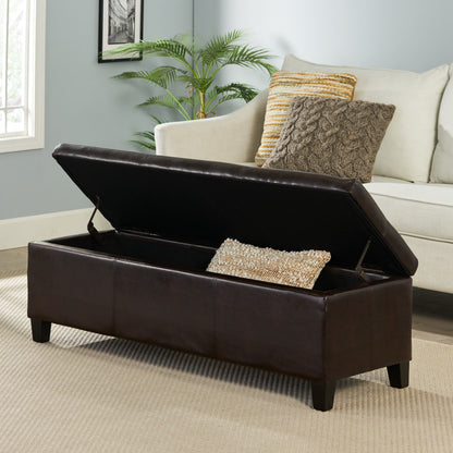 Banc de rangement Lucinda en similicuir de Christopher Knight Home - 51,25 cm L x 17,50 cm l x 16,25 cm H