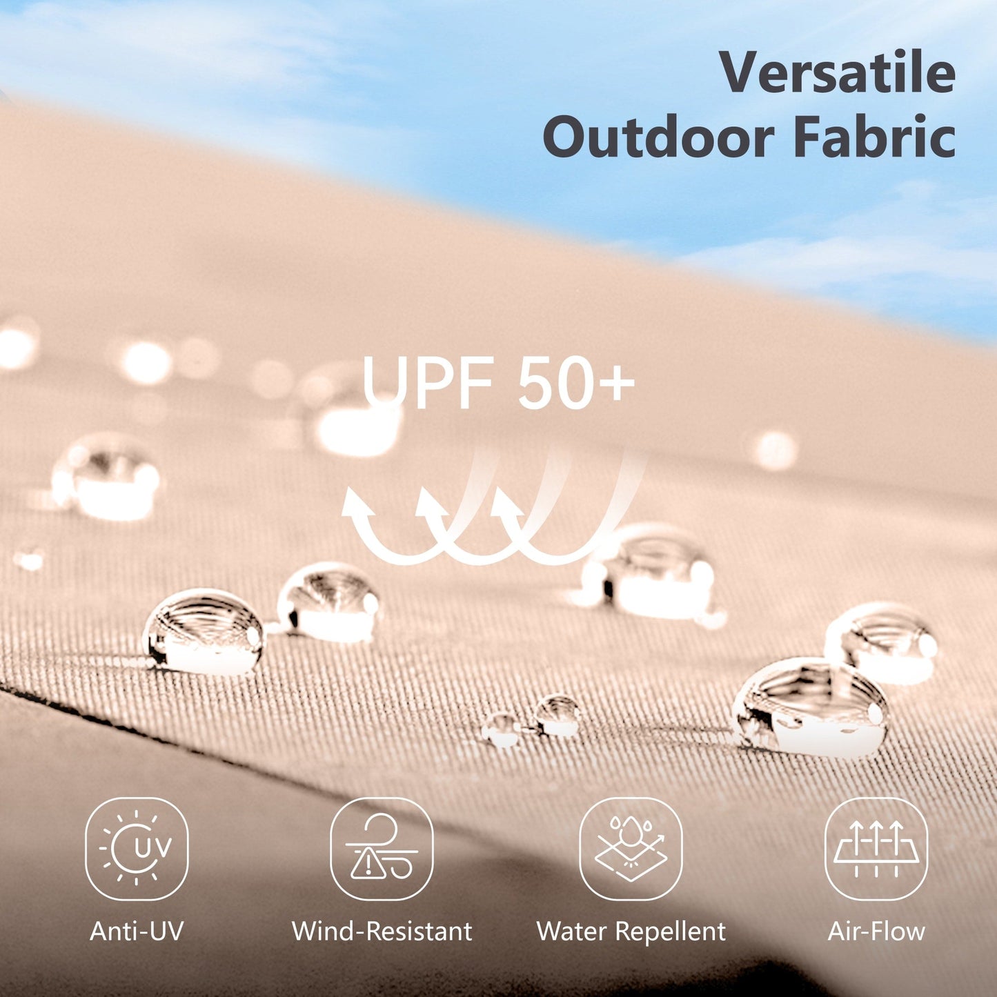 Parasol de marché d'extérieur rectangulaire à manivelle double face MAISON ARTS de 4,57 m (15 pi), avec éclairage solaire à DEL et base incluse