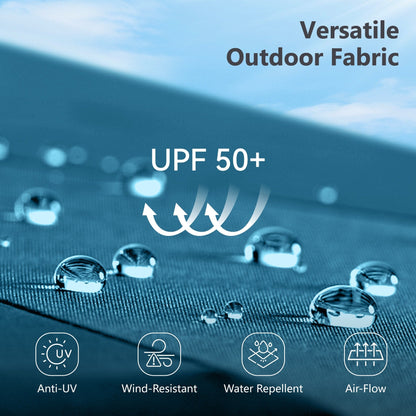 Parasol de marché d'extérieur rectangulaire à manivelle double face MAISON ARTS de 4,57 m (15 pi), avec éclairage solaire à DEL et base incluse