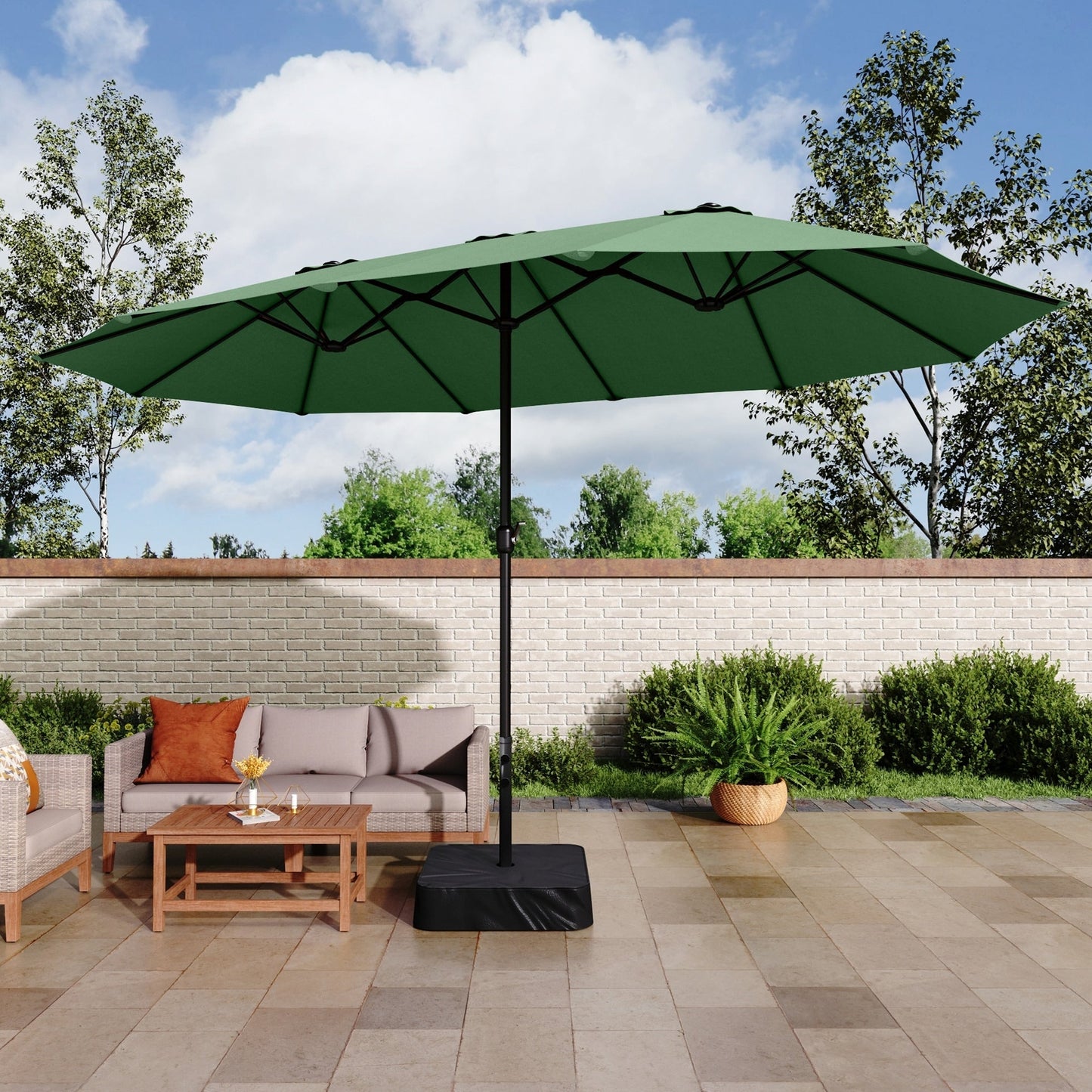 Parasol double face extra large de 4,57 m (15 pi) avec base incluse, MAISON ARTS