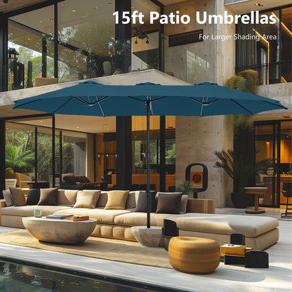 Parasol double face extra large de 4,57 m (15 pi) avec base incluse, MAISON ARTS