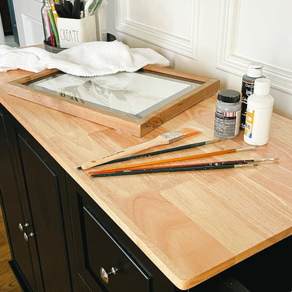 Chariot de cuisine Sophia &amp; William avec plateau rabattable en bois d'hévéa, chariot de cuisine roulant avec grand meuble de rangement