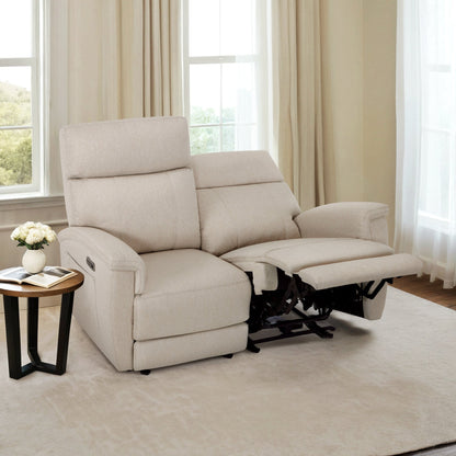 Canapé inclinable électrique MCombo 60.2 avec fonction massage et chauffage double, appui-tête réglable, ports USB et Type C, revêtement en tissu