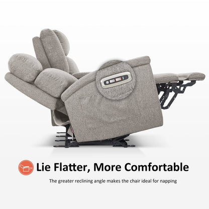 Canapé inclinable électrique MCombo 60.2 avec fonction massage et chauffage double, appui-tête réglable, ports USB et Type C, revêtement en tissu