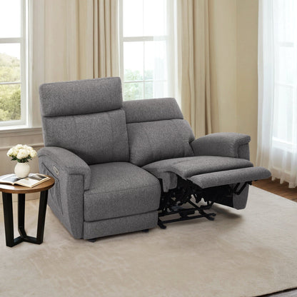 Canapé inclinable électrique MCombo 60.2 avec fonction massage et chauffage double, appui-tête réglable, ports USB et Type C, revêtement en tissu