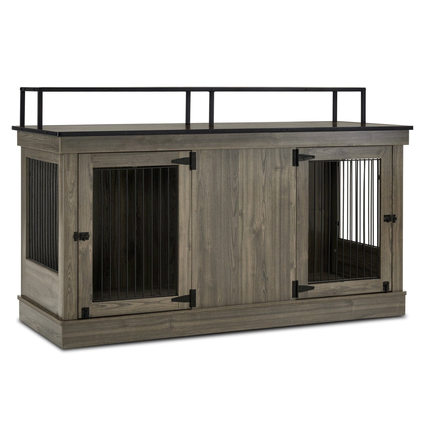 Meuble TV intégré pour grande cage à chien Mcombo, niche en bois avec double porte 1861