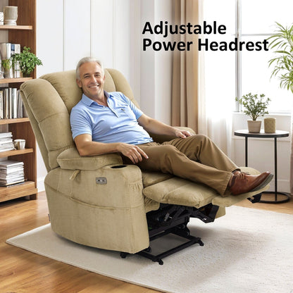 Fauteuil releveur électrique double moteur MCombo grand format avec massage et double chauffage pour personnes âgées de grande taille, tissu R7635