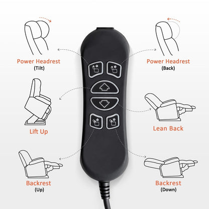 Fauteuil releveur électrique double moteur MCombo grand format avec massage et double chauffage pour personnes âgées de grande taille, tissu R7635