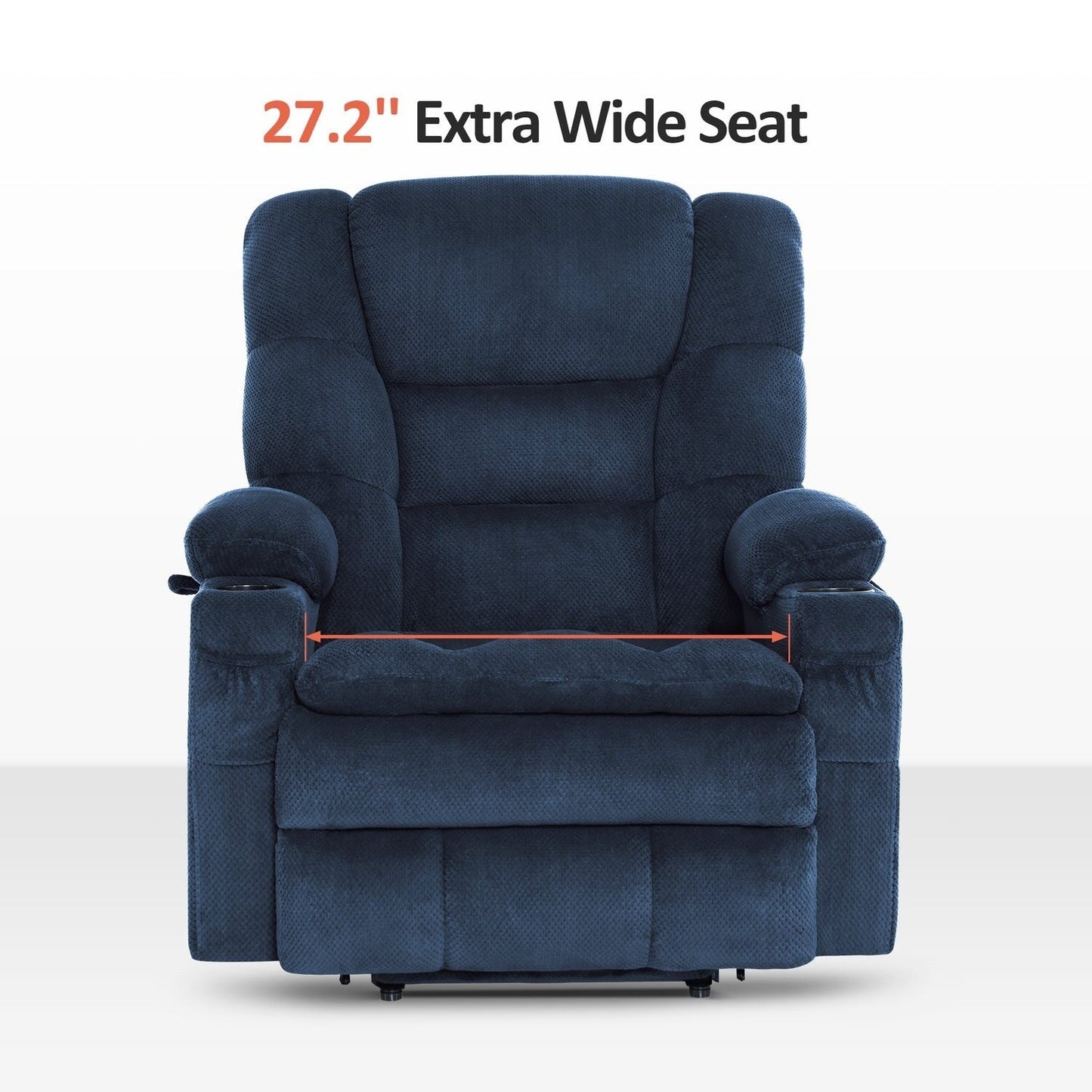 Fauteuil releveur électrique double moteur MCombo grand format avec massage et double chauffage pour personnes âgées de grande taille, tissu R7635