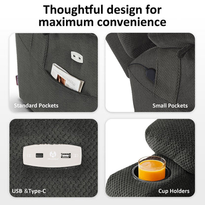 Fauteuil releveur électrique double moteur MCombo grand format avec massage et double chauffage pour personnes âgées de grande taille, tissu R7635