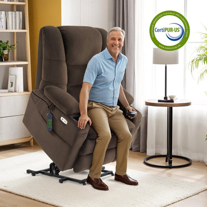 Fauteuil releveur électrique double moteur MCombo grand format avec massage et double chauffage pour personnes âgées de grande taille, tissu R7635