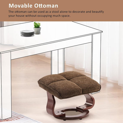 Ensemble MCombo de 2 fauteuils inclinables pivotants avec repose-pieds et coussin cervical, en tissu chenille