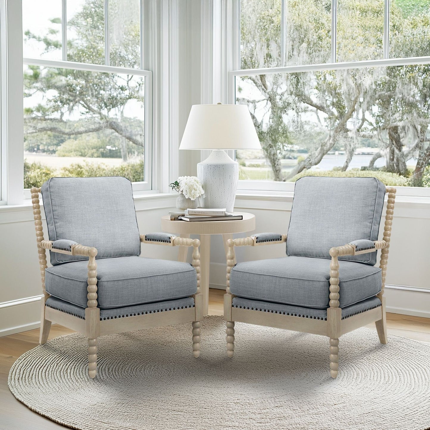 Fauteuil Madison Park Donohue à cadre en bois tourné