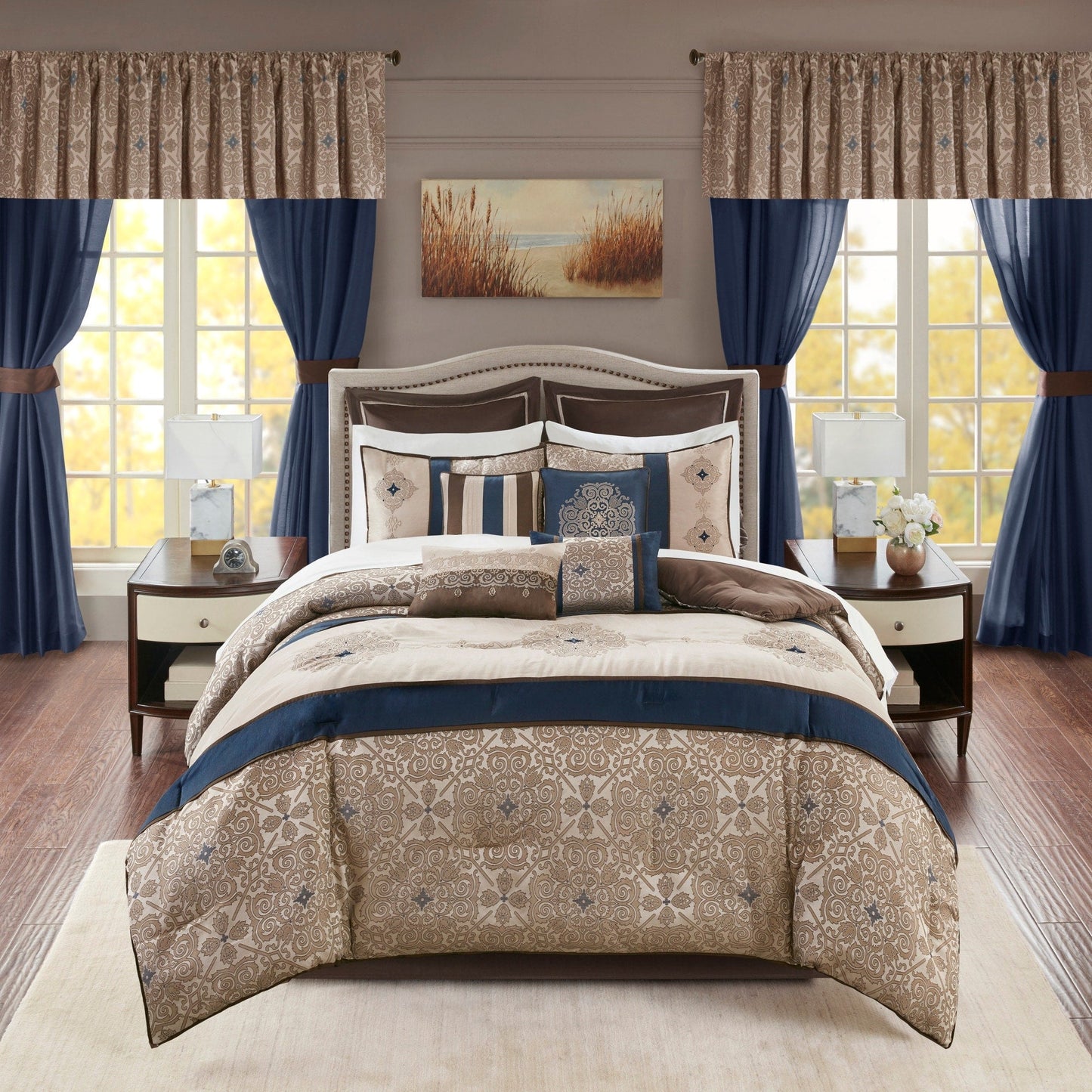 Madison Park Essentials Parker Jacquard Brodé, Ensemble de chambre 24 pièces