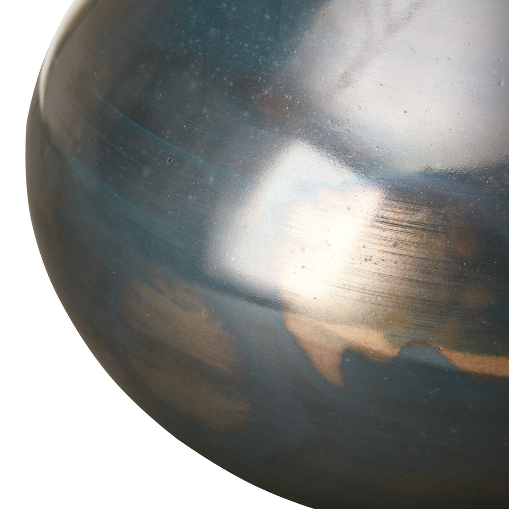 Ensemble de 3 vases décoratifs en verre bleu aurore et bronze Madison Park Signature