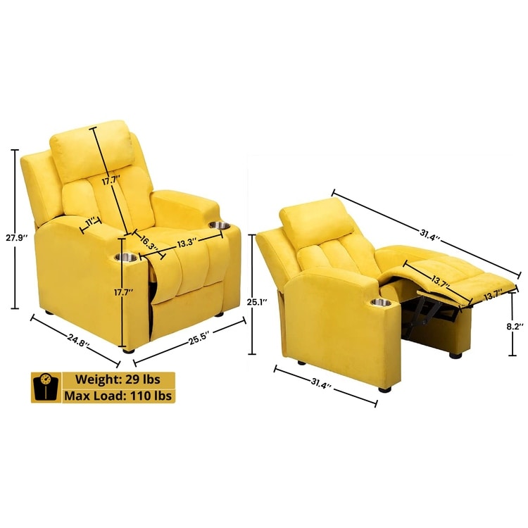 Fauteuil magique pour super-héros et princesses, fauteuil inclinable super deluxe pour enfants avec repose-pieds, appui-tête et 2 porte-gobelets