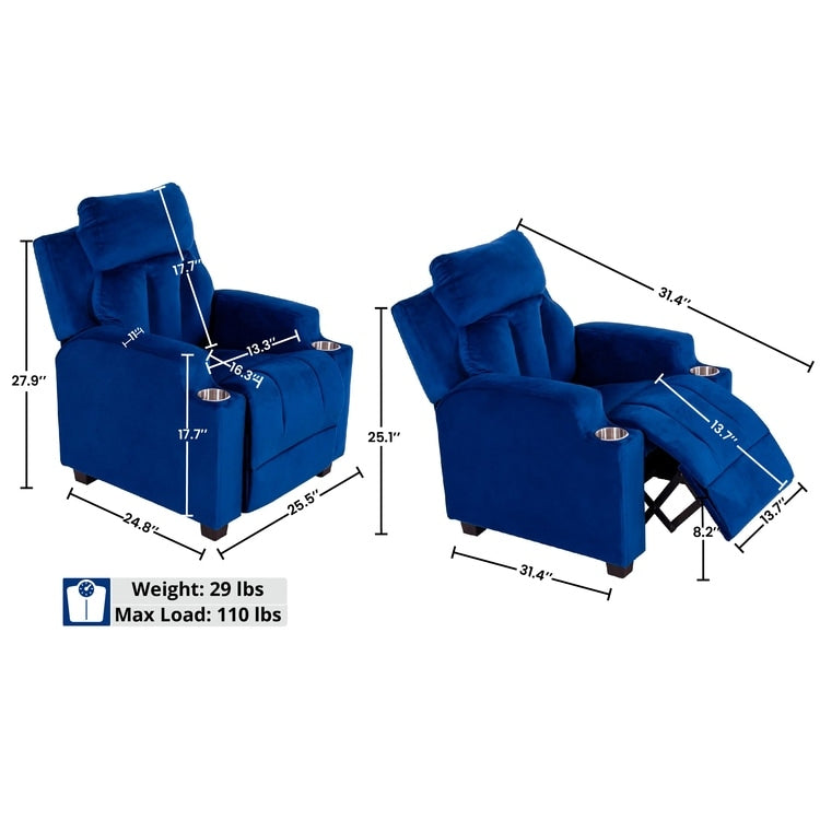 Fauteuil magique pour super-héros et princesses, fauteuil inclinable super deluxe pour enfants avec repose-pieds, appui-tête et 2 porte-gobelets