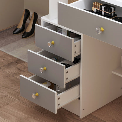 Ensemble coiffeuse avec miroir et tabouret