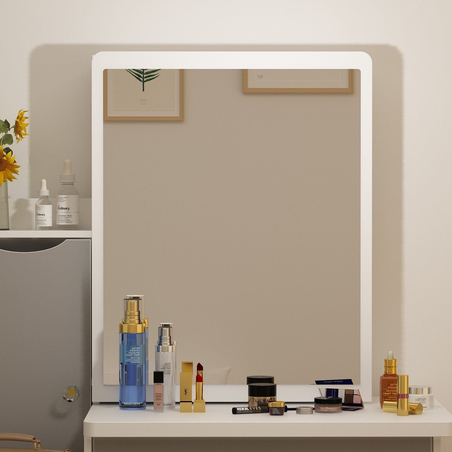 Ensemble coiffeuse avec miroir et tabouret