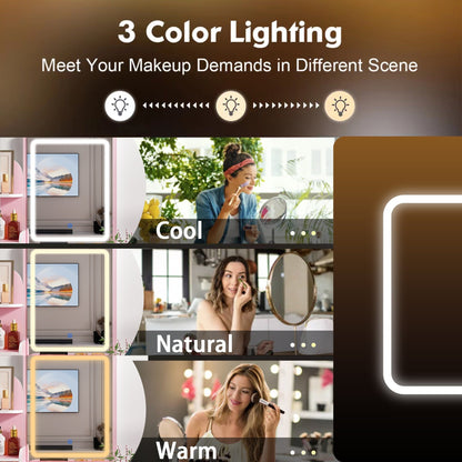 Ensemble coiffeuse avec lumière LED, miroir et tabouret