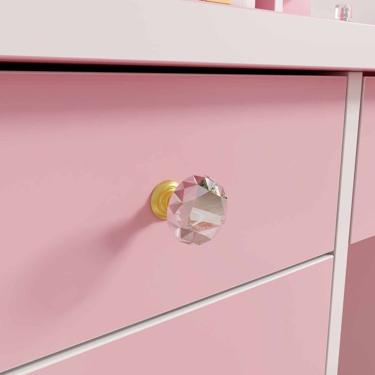 Ensemble coiffeuse avec lumière LED, miroir et tabouret