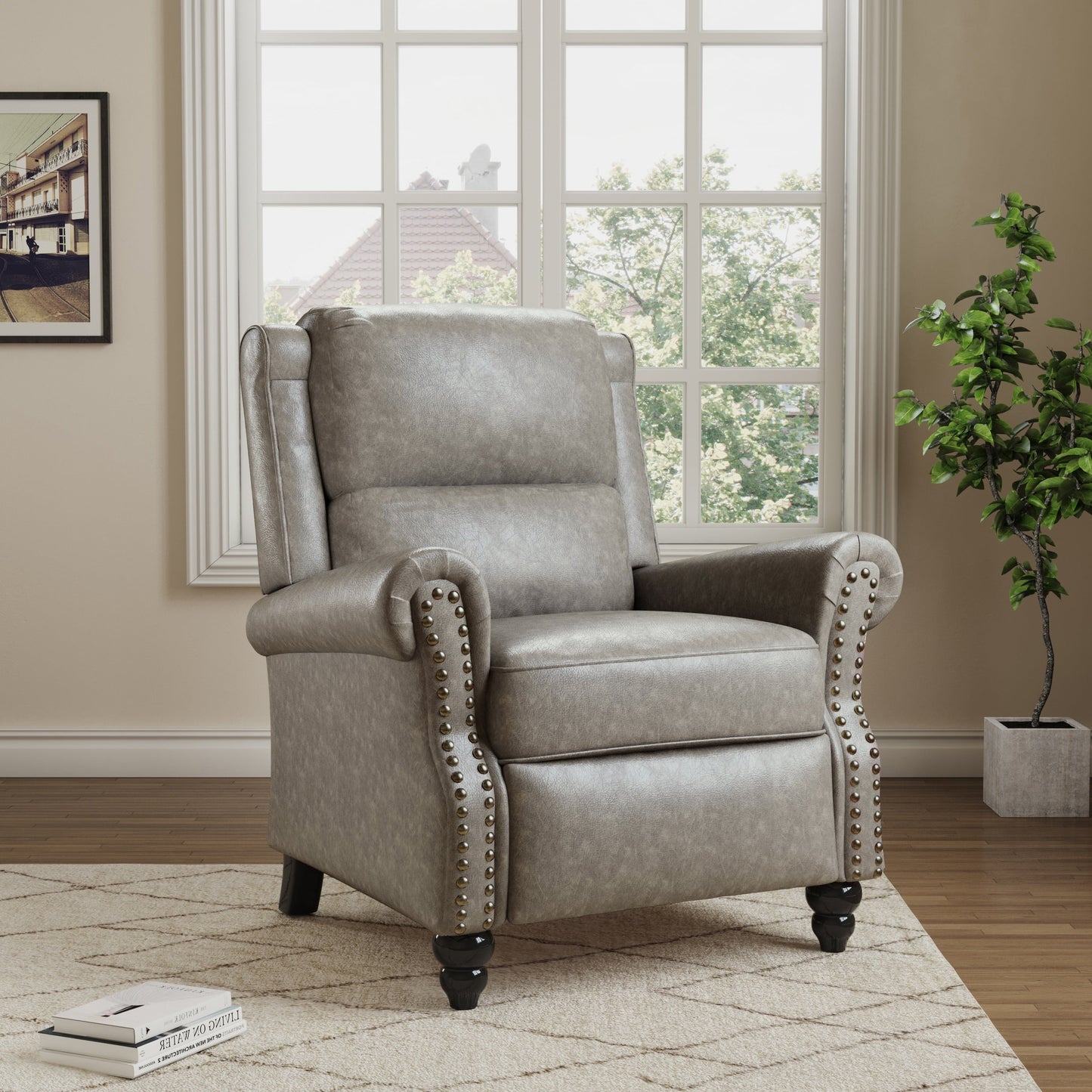 Fauteuils inclinables à dossier manuel avec garniture cloutée