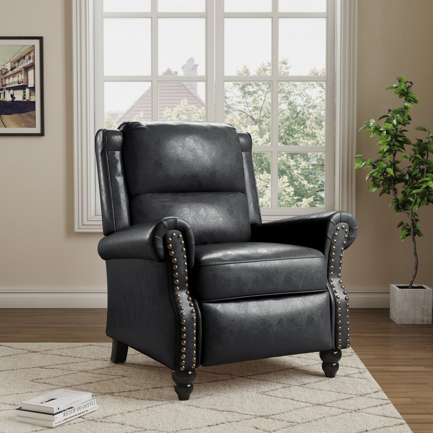 Fauteuils inclinables à dossier manuel avec garniture cloutée