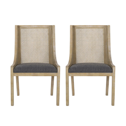 Chaises de salle à manger rembourrées en rotin et bois Maurers (lot de 2) par Christopher Knight Home