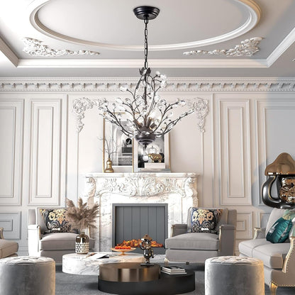 Maxax 4 - Lustre classique/traditionnel unique à 4 lumières avec accents de cristal