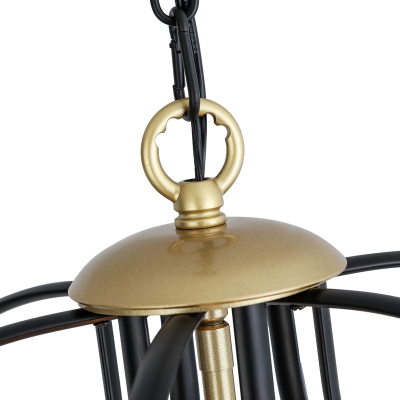 Maxax 4 - Lustre géométrique unique à 4 lumières avec accents en fer forgé - 17,7 x 17,3 x 17,3 cm