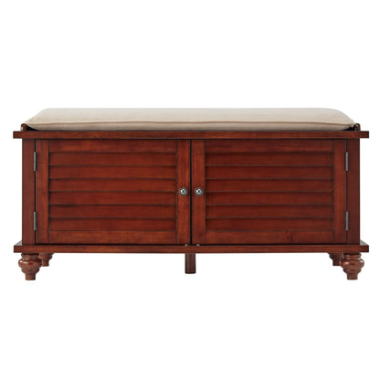 Banc de rangement à porte persienne avec coussin en velours Maybelle par iNSPIRE Q Classic